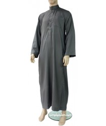 Thobe Qatari Dishdasha Collar Men's Thawb Jubba Slate Grey